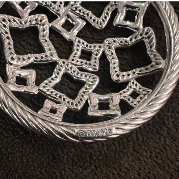 Vintage DAVID YURMAN Diamonds Round Pendant NECKLACE 18" Sterling Silver - Picture 4 of 8